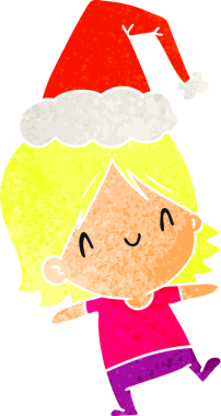 Bir insan tarafından çizilmiş Kawai kızının eski bir Noel karikatürü.