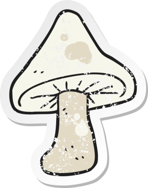 Bir insan tarafından çizilmiş karikatür mantarının gerilmiş yapıştırması.