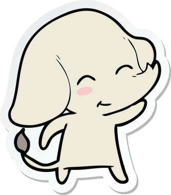 Bir insan tarafından çizilmiş şirin bir fil çıkartması.