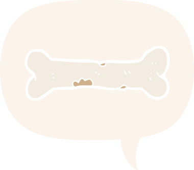 bir insan tarafından çizilmiş, konuşma baloncuklu çizgi film kemiği.