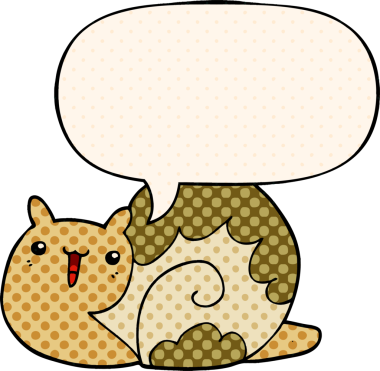 Bir insan tarafından çizilmiş çizgi roman tarzında konuşma balonu olan sevimli çizgi film salyangozu.