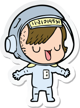 Bir insan tarafından çizilmiş astronot bir kadının çıkartması.