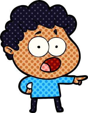 Bir insan tarafından çizilmiş bir karikatür adamı şaşkınlıkla nefes nefese kaldı.