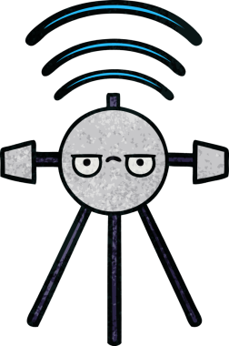 Bir insan tarafından çizilmiş bir uydunun retro grunge desen karikatürü