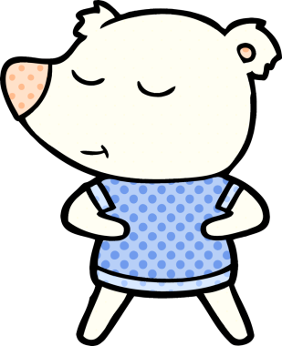 Bir insan tarafından çizilmiş mutlu kutup ayısı çizgi filmi.