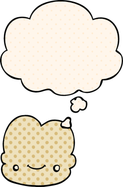 Çizgi roman tarzında bir insan tarafından çizilmiş düşünce baloncuğu olan çizgi film bulutu