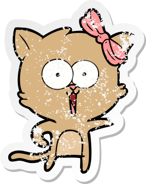 Bir insan tarafından çizilmiş karikatür bir kedinin sıkıntılı çıkartması.