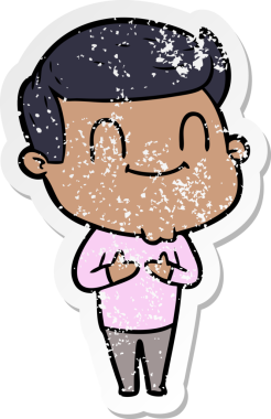 Bir insan tarafından çizilmiş, karikatür dostu bir adamın sıkıntılı çıkartması.