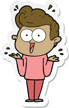 Bir insan tarafından çizilmiş bir karikatür adamın çıkartması.