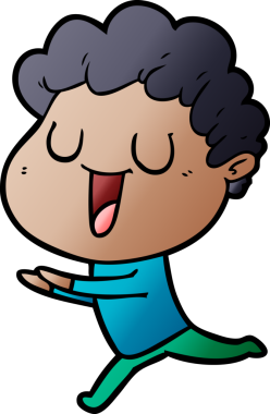 Bir insan tarafından çizilmiş gülen çizgi film adamı.