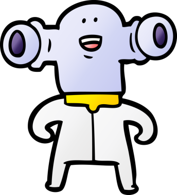 Bir insan tarafından çizilmiş dostane bir uzaylı çizgi filmi.