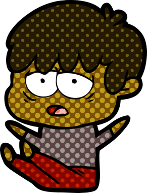 Bir insan tarafından çizilmiş bitkin çocuk çizgi filmi.