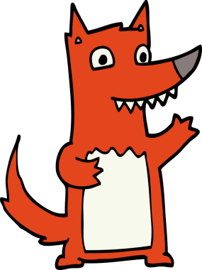 Bir insan tarafından çizilmiş bir kurt çizgi filmi.