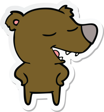 Bir insan tarafından çizilmiş çizgi film ayısının çıkartması.