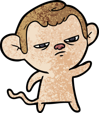 Bir insan tarafından çizilmiş sinir bozucu bir maymun.