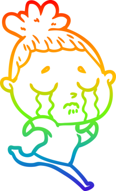 Gökkuşağı gradyan çizgi çizimi bir insan tarafından çizilmiş ağlayan bir kadının çizimi.