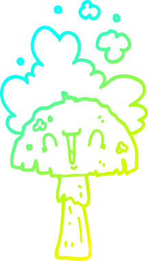 Bir insan tarafından çizilmiş karikatür mantarının soğuk çizgi çizimi.