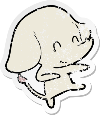 Bir insan tarafından çizilmiş şirin bir filin sıkıntılı çıkartması