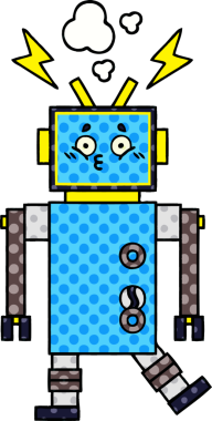 bir insan tarafından çizilmiş bir robotun çizgi roman tarzı