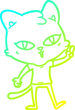 Bir insan tarafından çizilen çizgi film kedisinin soğuk gradyan çizgisi.