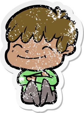 Bir insan tarafından çizilmiş mutlu bir çocuğun sıkıntılı çıkartması.