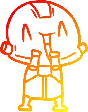 Bir insan tarafından çizilen çizgi film robotunun sıcak çizgi çizimi