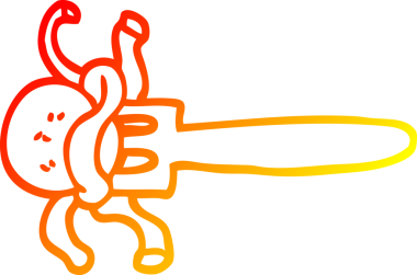 Bir insan tarafından çizilen çatalla çizilmiş bir köftenin sıcak çizgi çizimi.