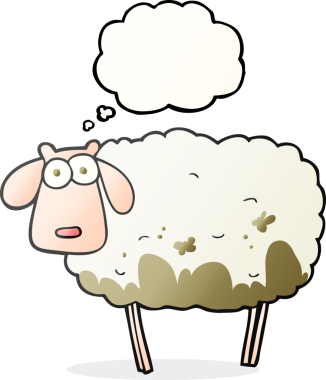 Bir insan tarafından çizilmiş serbest çizim baloncuk karikatür çamurlu koyun