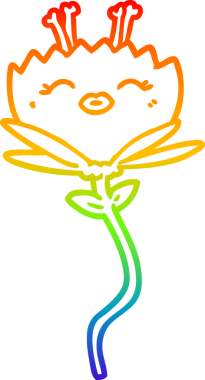 gökkuşağı gradyan çizimi bir insan tarafından çizilmiş mutlu bir karikatür çiçeği