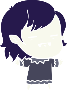 Düz renkli çizgi film. Bir insan tarafından çizilmiş ölümsüz vampir kız.