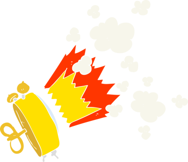 Alarm saatinin bir insan tarafından çizilmiş düz renk çizimi