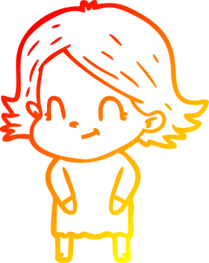 Bir insan tarafından çizilmiş, karikatür dostu bir kız çizimi.