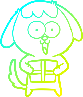 Bir insan tarafından çizilmiş şirin bir çizgi köpeğin soğuk gradyan çizgisi.