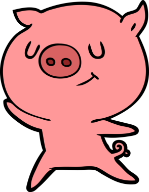 Bir insan tarafından çizilmiş mutlu çizgi film domuzu.