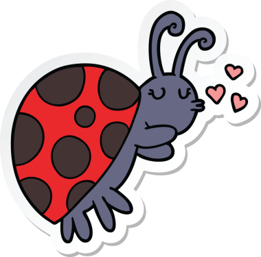 Bir insan tarafından çizilmiş bir uğur böceğinin çıkartması.