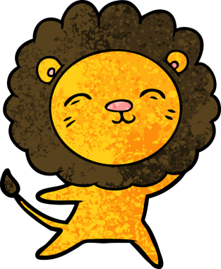 Bir insan tarafından çizilmiş çizgi film aslanı.