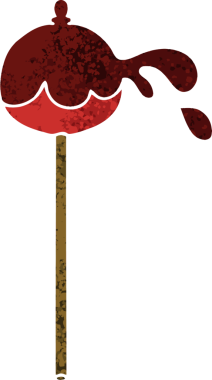 Bir insan tarafından çizilmiş retro illüstrasyon tarzı tuhaf karikatür elma şekeri.