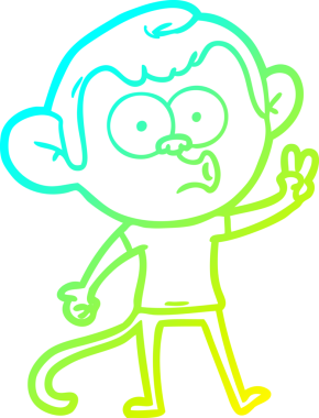 Bir insan tarafından çizilen korna çalan bir maymunun soğuk çizgi çizimi.