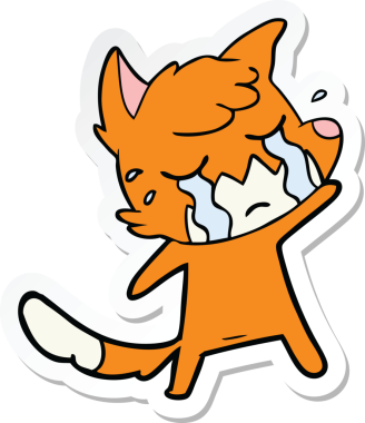 Bir insan tarafından çizilmiş ağlayan bir tilki çizgi filminin çıkartması.