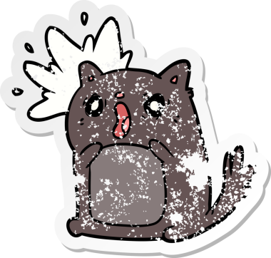 Bir insan tarafından çizilmiş kedinin karikatür çıkartması.