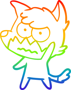 Gökkuşağı gradyan çizgi çizimi bir insan tarafından çizilmiş bir tilki