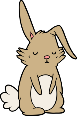 Bir insan tarafından çizilmiş uykulu tavşan çizgi filmi.