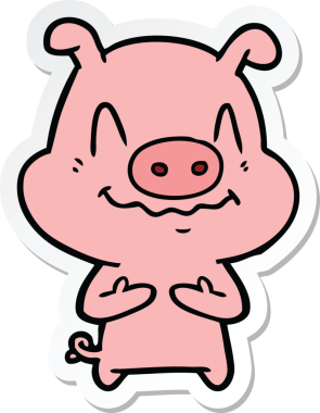 Bir insan tarafından çizilmiş sinirli bir domuzun çıkartması.