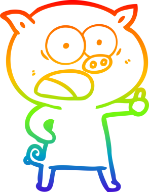 Gökkuşağı gradyan çizimi Bir insan tarafından çizilen bağıran domuz çizgi filmi