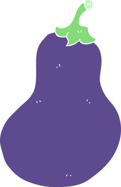 Bir insan tarafından çizilmiş patlıcanın düz renk çizimi