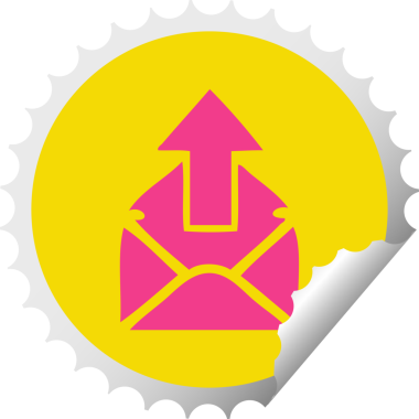 Bir insan tarafından çizilmiş e-posta işaretinin dairesel kabuk soyma etiketi