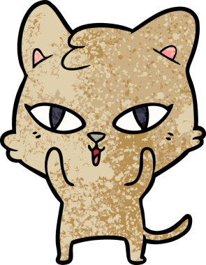 Bir insan tarafından çizilmiş çizgi film kedisi.