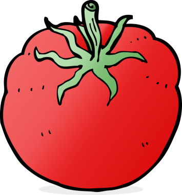 Bir insan tarafından çizilmiş domates çizgi filmi.