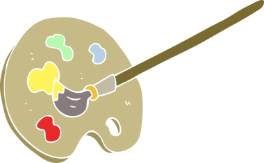 bir insan tarafından çizilen ressam paletinin düz renk çizimi