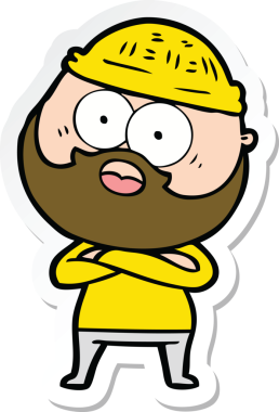 Karikatür çıkartması. Bir insan tarafından çizilmiş sakallı adamı şaşırttı.